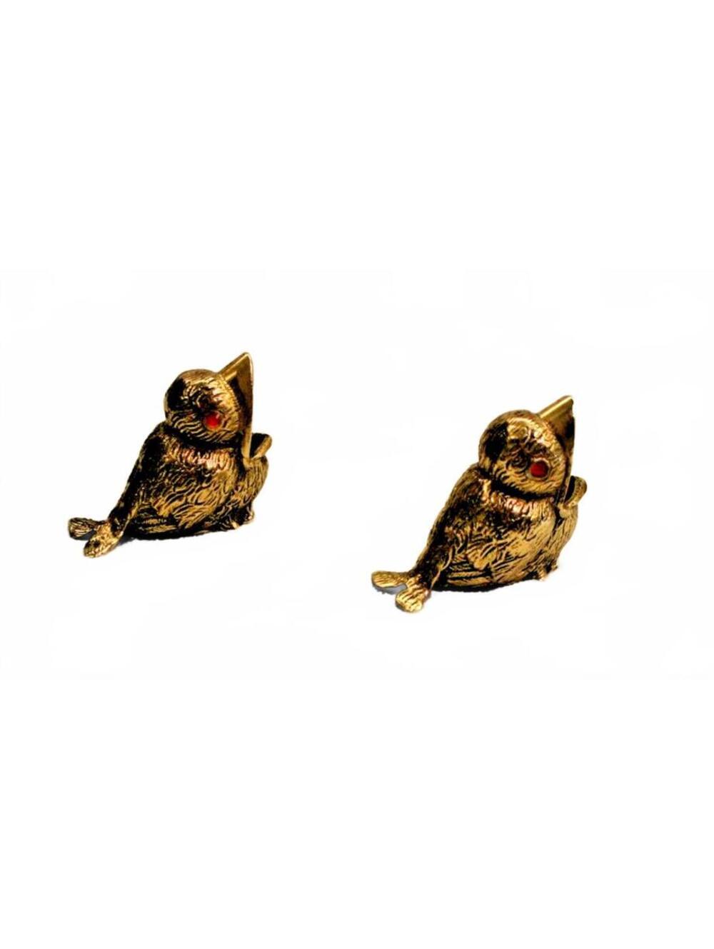 Charming Vintage Brass Bird-Shaped Toothpick Holders
